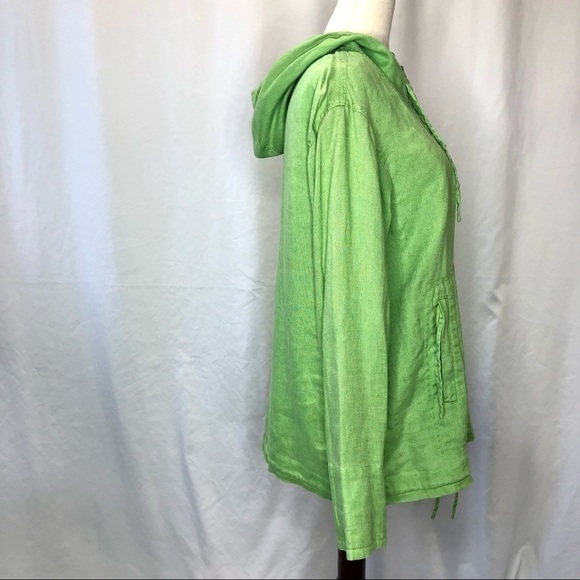 Calvin Klein green linen 1/4 zip pullover hoodie 4 - Picture 2 of 10